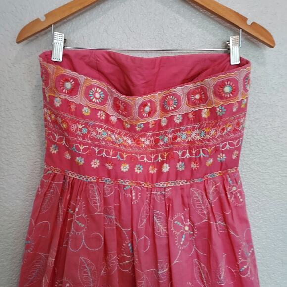 Cynthia Steffe Pink Embroidered Floral Tube Top Dress Size 10 - Picture 9 of 13
